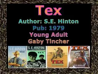 Tex Author: S.E. Hinton Pub: 1979 Young Adult Gaby Tincher