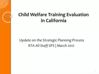 Child Welfare Training Evaluation in California
