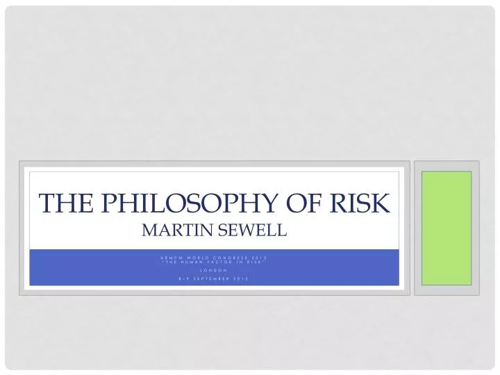 the philosophy of risk martin sewell