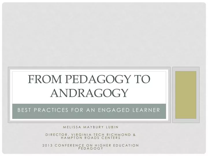 from pedagogy to andragogy