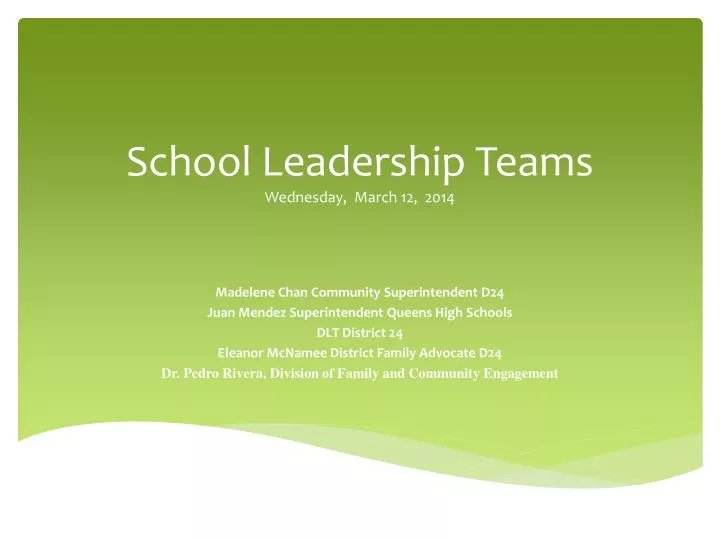 school leadership teams wednesday march 12 2014