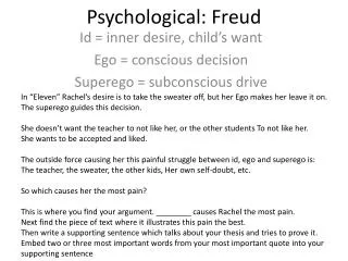Psychological: Freud