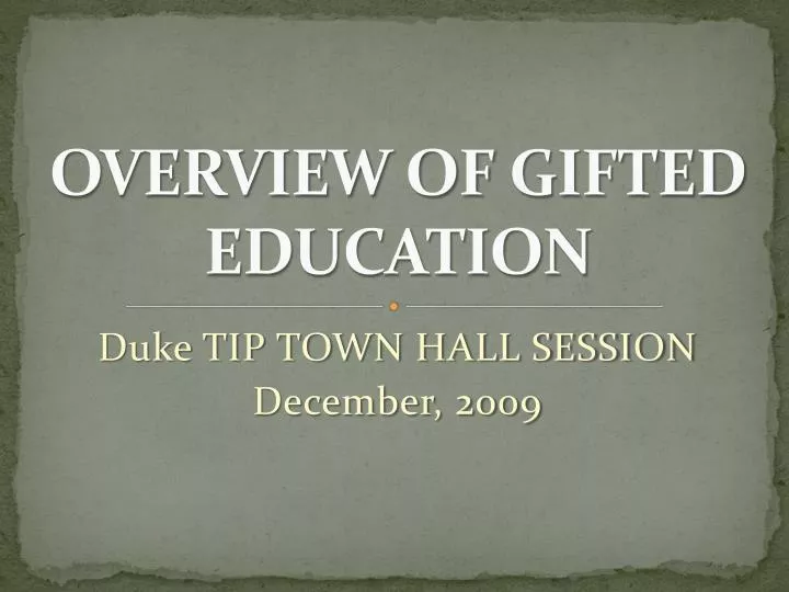 overview of gifted education
