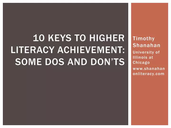 10 keys to higher literacy achievement some dos and don ts