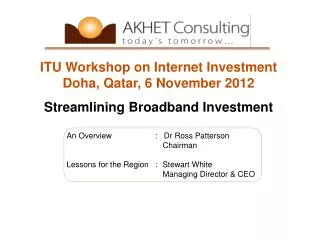 ITU Workshop on Internet Investment Doha, Qatar, 6 November 2012