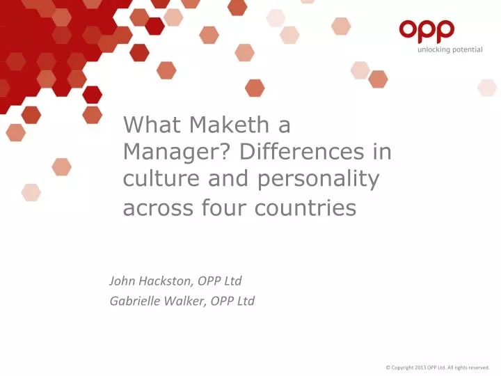 what maketh a manager differences in culture and personality across four countries