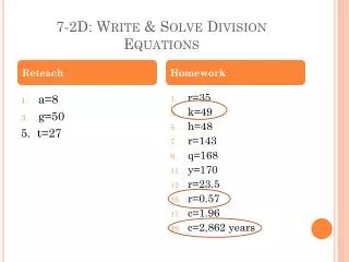 7-2D: Write &amp; Solve Division Equations
