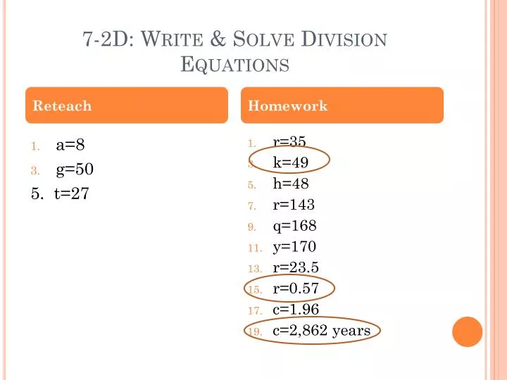 7 2d write solve division equations