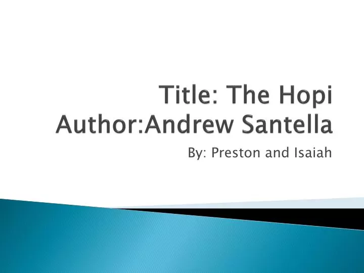 title the h opi author andrew s antella