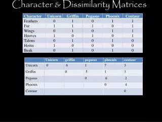 Character &amp; Dissimilarity Matrices