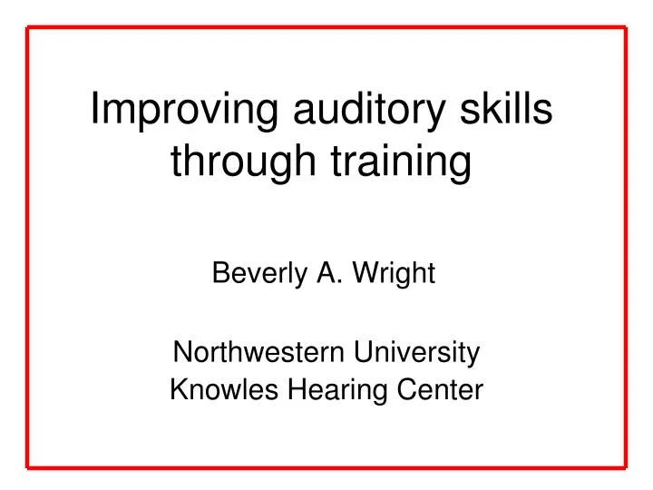 improving auditory skills through training
