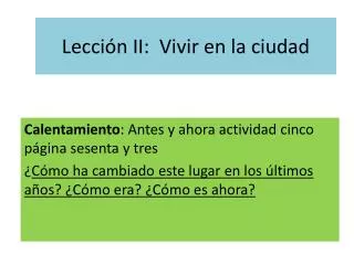 lecci n ii vivir en la ciudad
