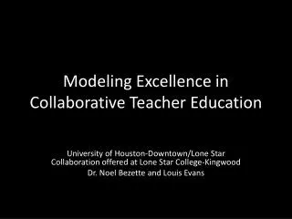 Modeling Excellence in Collaborative Teacher Education