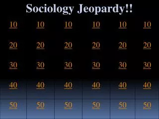 Sociology Jeopardy!!