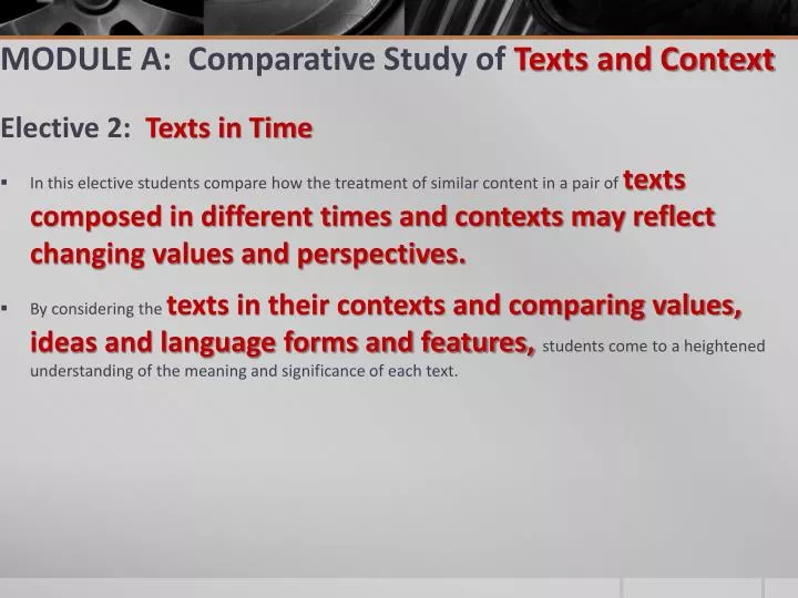 module a comparative study of texts and context