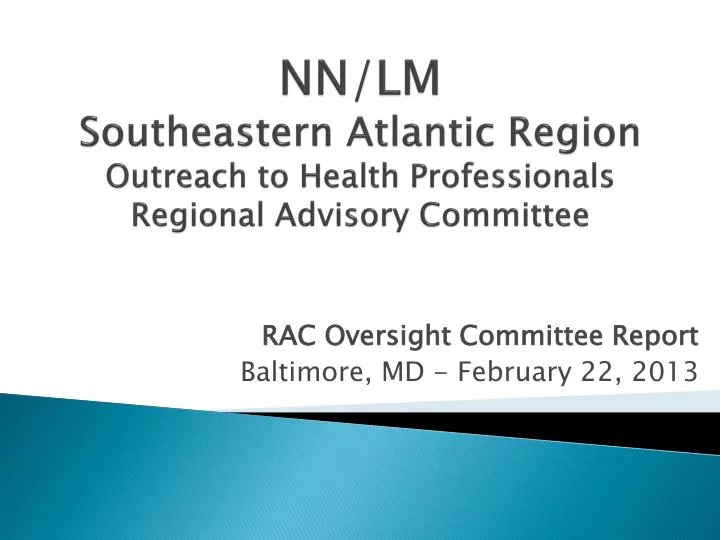 nn lm southeastern atlantic region outreach to health professionals regional advisory committee