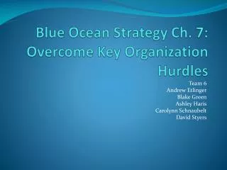 Blue O cean Strategy Ch. 7: Overcome Key Organization Hurdles