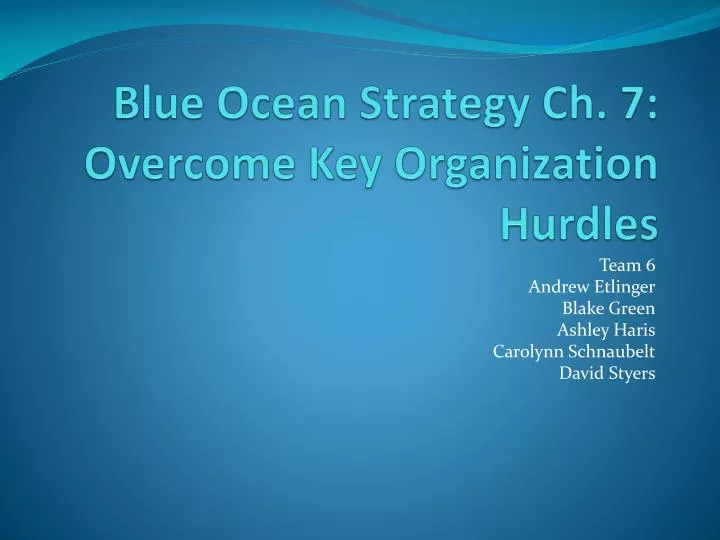 blue o cean strategy ch 7 overcome key organization hurdles