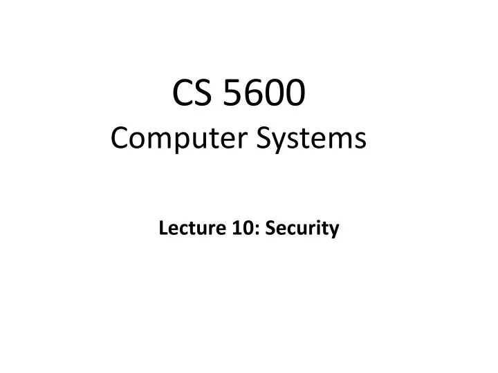 cs 5600 computer systems