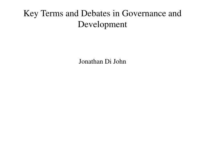 key terms and debates in governance and development