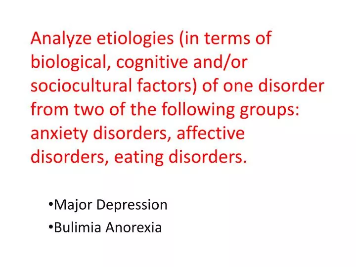 major depression bulimia anorexia