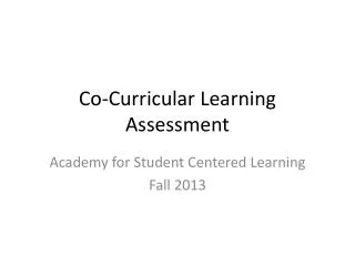 Co-Curricular Learning Assessment
