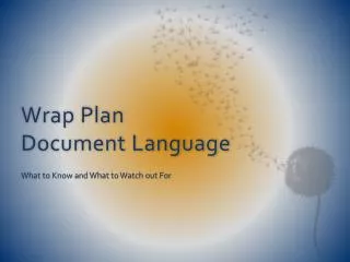 Wrap Plan Document Language