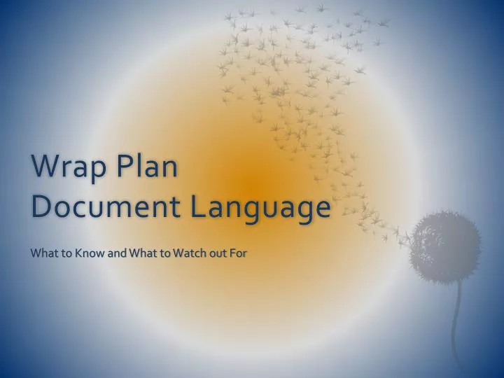 wrap plan document language