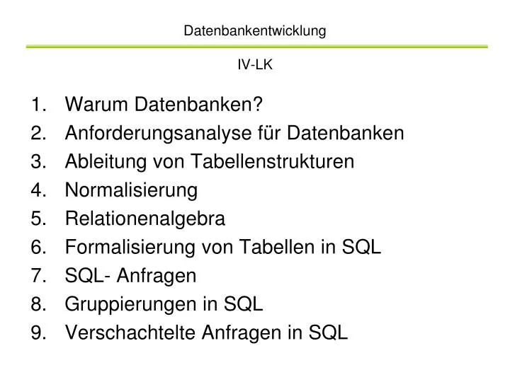 datenbankentwicklung iv lk