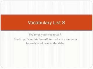 Vocabulary List 8