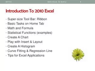 Introduction To 2010 Excel