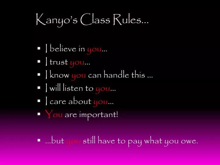 kanyo s class rules