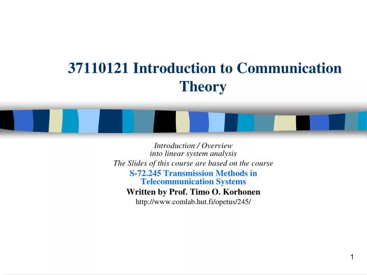 37110121 introduction to communication theory