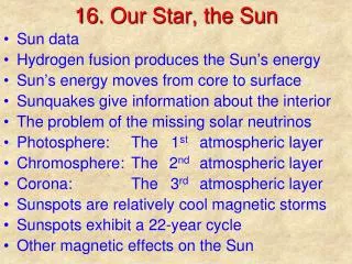 16. Our Star, the Sun