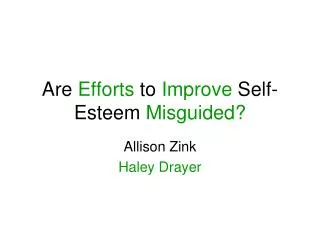 Are Efforts to Improve Self-Esteem Misguided?