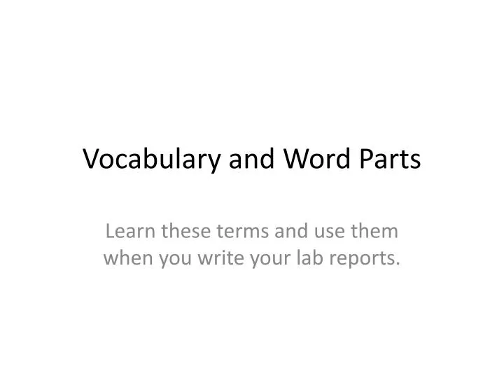 vocabulary and word parts