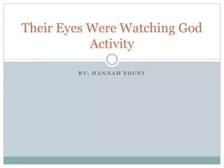 Their Eyes Were Watching God Activity
