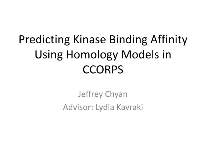predicting kinase binding affinity using homology models in ccorps