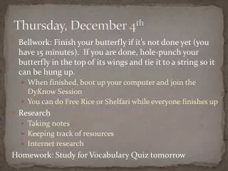 Thursday, December 4 th