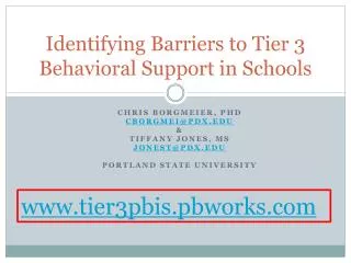 Identifying Barriers to Tier 3 Behavioral Support in Schools