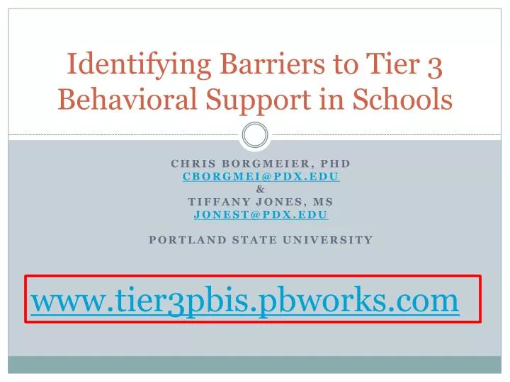 identifying barriers to tier 3 behavioral support in schools