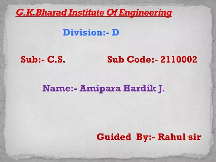 g k bharad institute of engineering