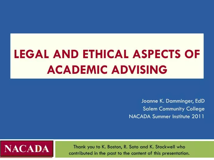legal and ethical aspects of academic advising