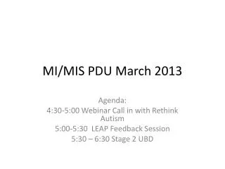 MI/MIS PDU March 2013