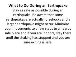 What to Do During an Earthquake