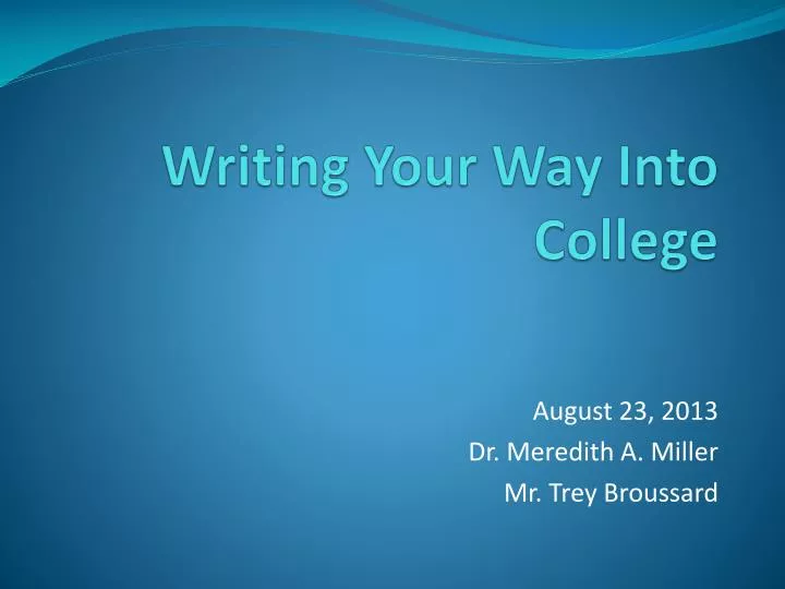 writing your way into college