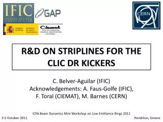 R&amp;D ON STRIPLINES FOR THE CLIC DR KICKERS