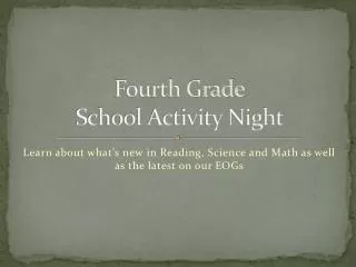 fourth grade school activity night