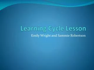 Learning Cycle Lesson