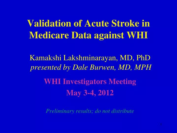 validation of acute stroke in medicare data against whi